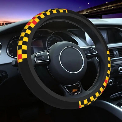 38cm musta kollaseruuduline roolikate naiste meeste ruuduline auto rooliratta kaitse sedaanautole 15 tolli