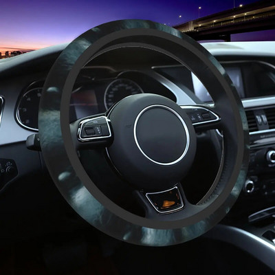 Reljefs rotājums uz oranžas ādas stūres pārsega, kas piemērots apvidus auto ar ziedu rotājumu automašīnu stūres rata aizsargu Auto piederumi