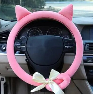 Plišana figurica crtane mačke Navlaka za volan Neklizajuća i udobna crna/siva/ružičasta/ljubičasta boja Pogodna za auto