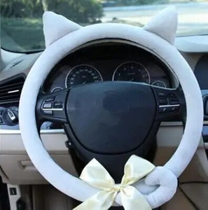 Plišana figurica crtane mačke Navlaka za volan Neklizajuća i udobna crna/siva/ružičasta/ljubičasta boja Pogodna za auto