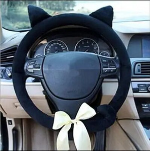 Plišana figurica crtane mačke Navlaka za volan Neklizajuća i udobna crna/siva/ružičasta/ljubičasta boja Pogodna za auto