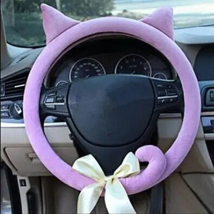 Plišana figurica crtane mačke Navlaka za volan Neklizajuća i udobna crna/siva/ružičasta/ljubičasta boja Pogodna za auto