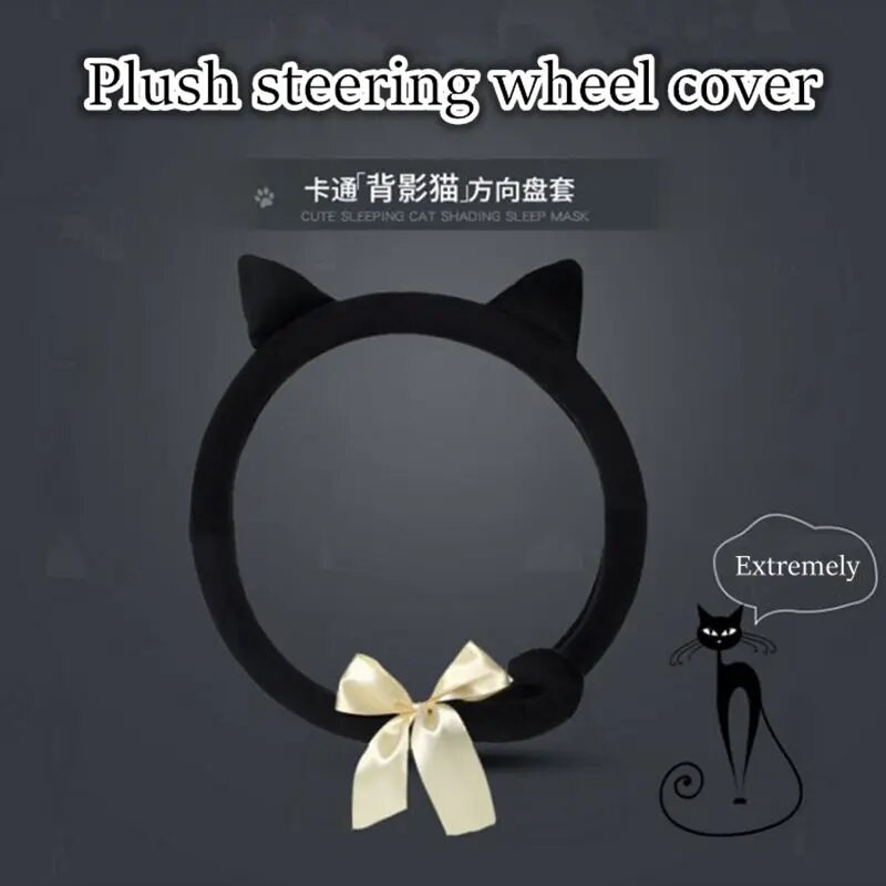 Plišana figurica crtane mačke Navlaka za volan Neklizajuća i udobna crna/siva/ružičasta/ljubičasta boja Pogodna za auto