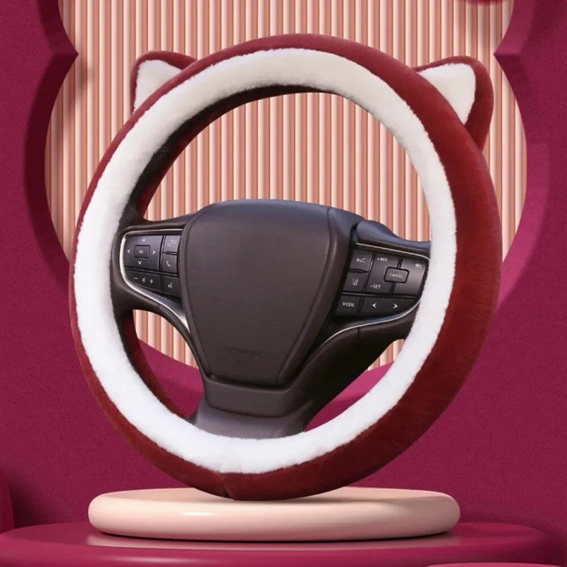 Auto roolikatted libisemisvastased rooliratta kaitsekatted talvised pehmed maasikakaru multifilmid, talvised universaalsed kaunistused