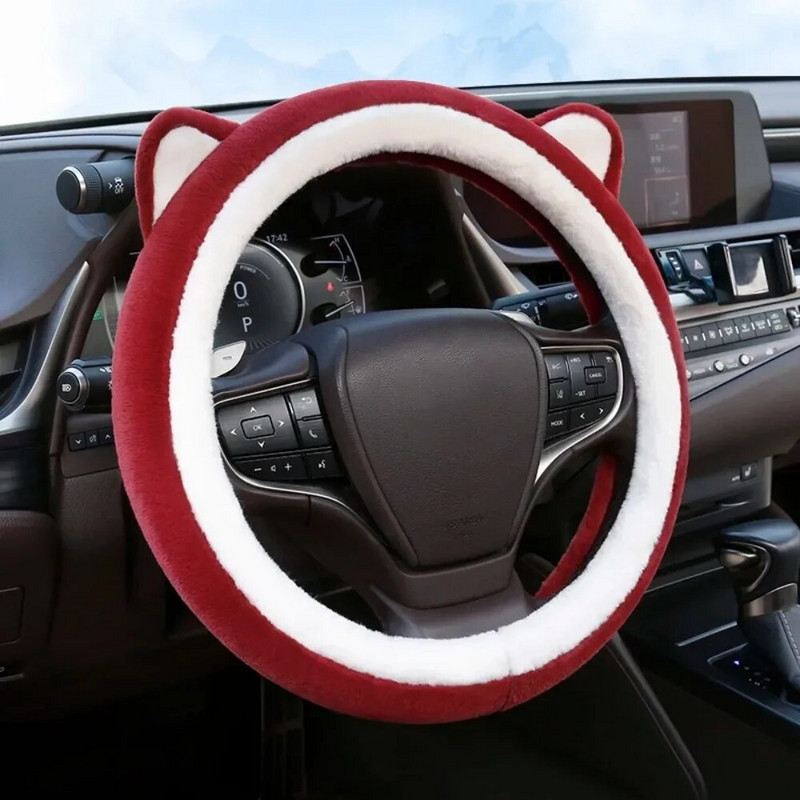 Auto roolikatted libisemisvastased rooliratta kaitsekatted talvised pehmed maasikakaru multifilmid, talvised universaalsed kaunistused