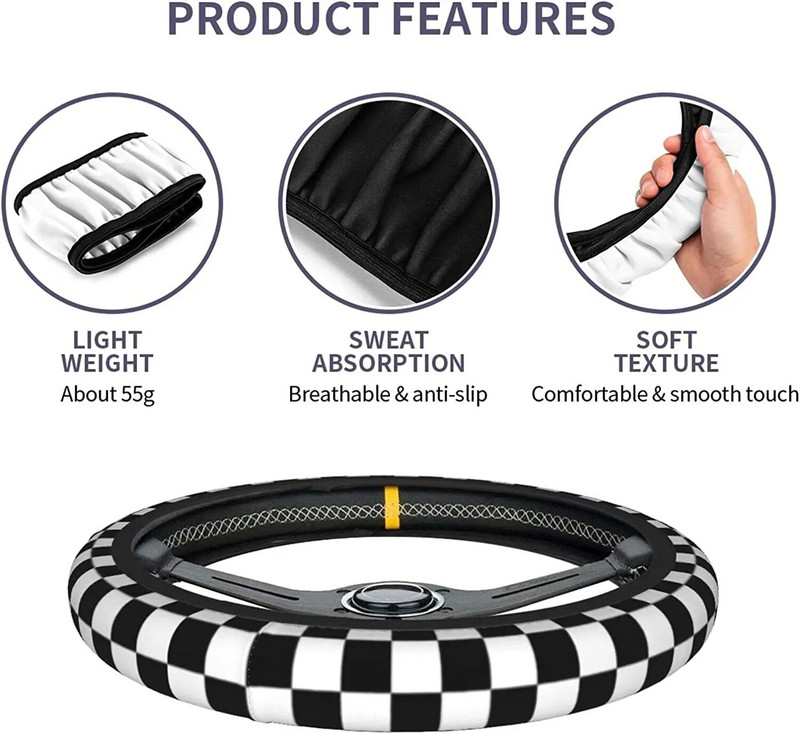 Must-valgeruudulised roolikatted 15-tollised naisteautodele mõeldud universaalsed libisemisvastased neopreenist venivad maasturitarvikud