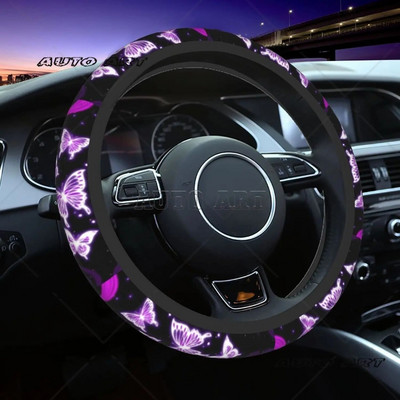 Butterfly Purple auto rooliratta kate Universaalne auto rooliratta kaitse Elastische auto stiiliga interjööri tarvikud