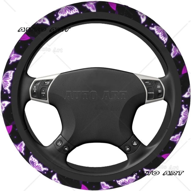 Butterfly Purple auto rooliratta kate Universaalne auto rooliratta kaitse Elastische auto stiiliga interjööri tarvikud