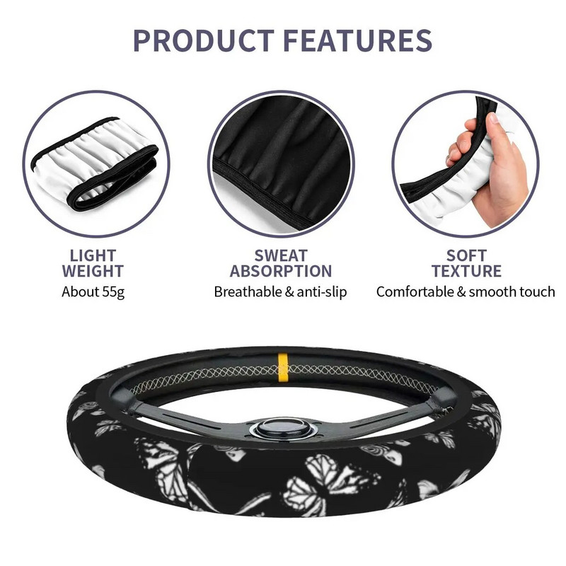 Butterfly auto rooliratta kate 38 cm Universaalne automaatne rooliratta kaitse Elastische auto stiilis interjööri tarvikud