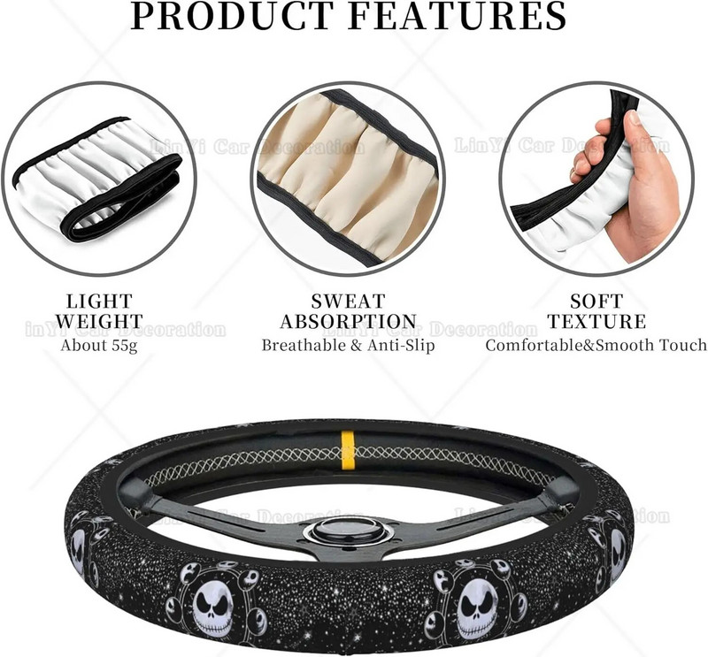 Anime Αστεία καλύμματα τιμονιού αυτοκινήτου Starry Night Sky Κάλυμμα τιμονιού Universal 15 ιντσών Cars Αξεσουάρ για άνδρες γυναίκες