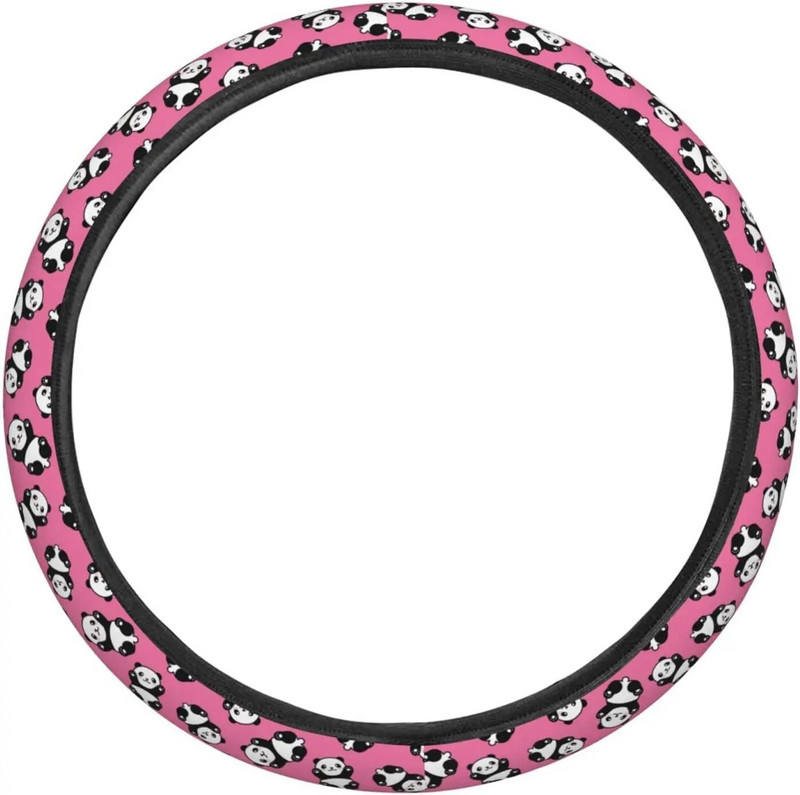 Panda Cartoon roosa roolikate naiste tüdrukutele, 15-tollised universaalsed auto libisemisvastased roolikatted