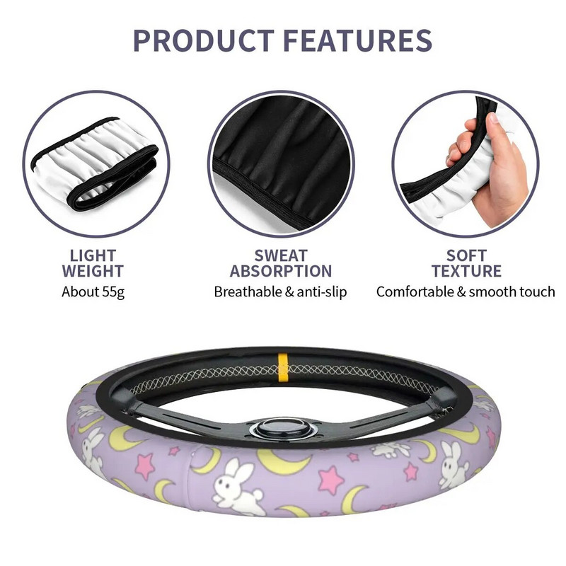 Usagi Tsukino Anime kormánykerék burkolat Soft Sailor Artemis Moons kormánykerék védő univerzális 15 hüvelykes autótartozékok