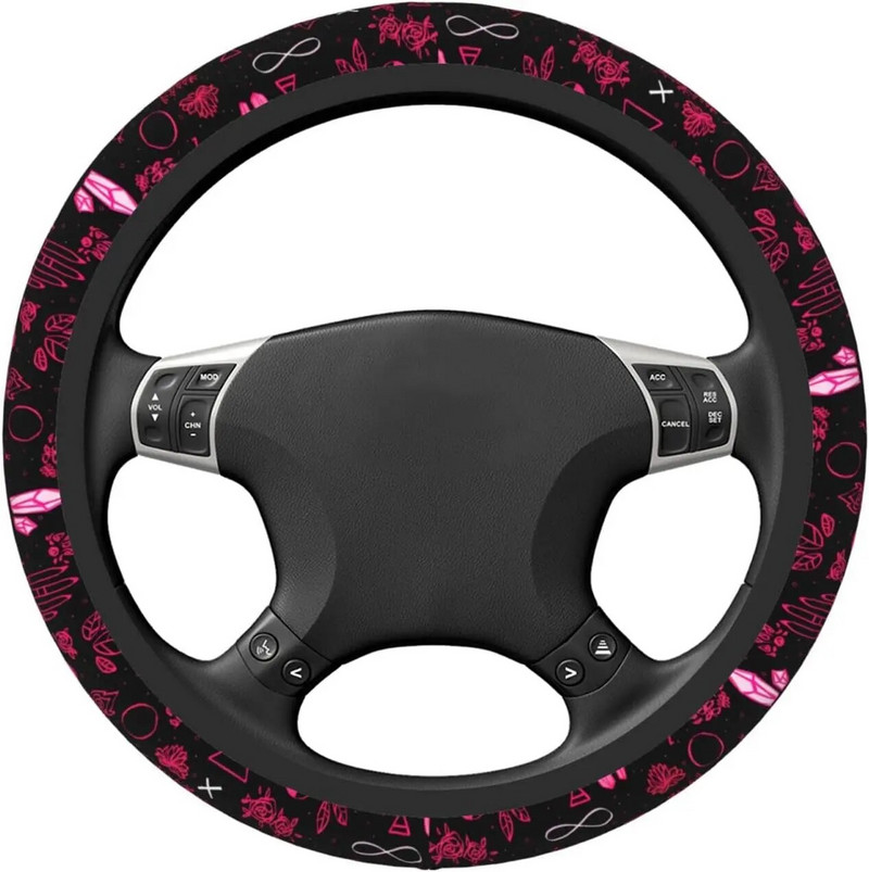 Automašīnu stūres pārsegi Mystery Witch universālie stūres rata pārsegi sievietēm vīriešiem Pretslīdes automobiļu kravas automašīnu dekorācijas