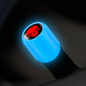 AQTQAQ 4 τεμ. Φωτεινά καπάκια βαλβίδων Φθορίζοντα καπάκια στελέχους ελαστικού Κάλυμμα βαλβίδας τύπου κρανίου Glow ελαστικά καπάκια αέρα τροχών για αυτοκίνητα Μοτοσικλέτες