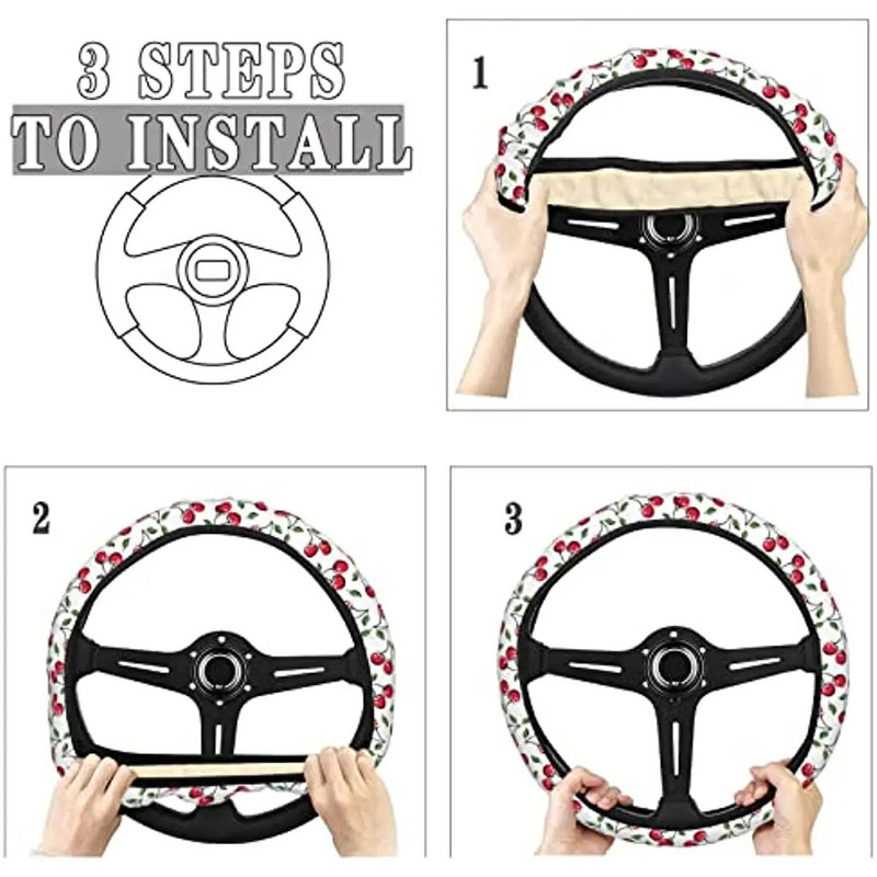Cseresznyefehér kormánykerék burkolatok csúszásgátló rugalmasság autótartozékok kormánykerék védő univerzális 15 hüvelykes