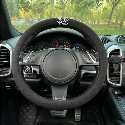 Automašīnas stūres rata pārsegs Daisy Flowers pretslīdēšanas sviedrus absorbējošs automašīnas roktura pārsegs Universālie stūres rata elastīgie pārsegi