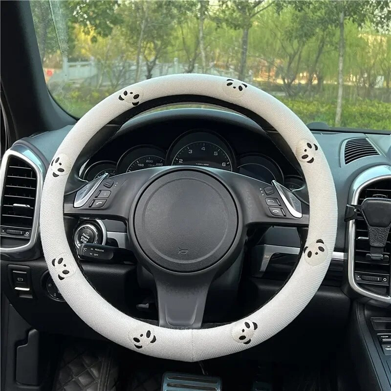 Automašīnas stūres rata pārsegs Daisy Flowers pretslīdēšanas sviedrus absorbējošs automašīnas roktura pārsegs Universālie stūres rata elastīgie pārsegi