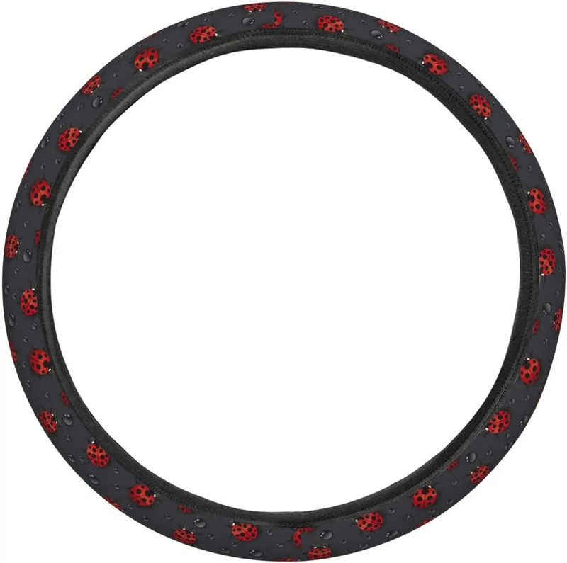 Ladybug Rain Stūres Rata Pārsegi Pretslīdes Elastība Automašīnu piederumi Stūres Aizsargs Universāls 15 collas