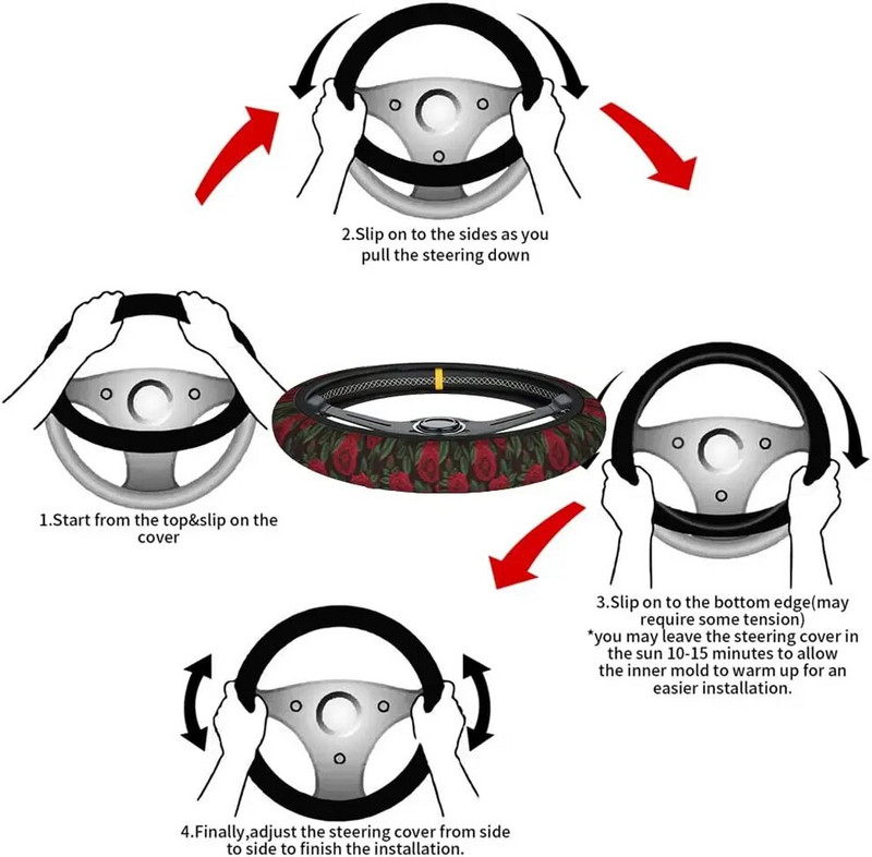 Roosipunane rool katab 15-tollised vanad punased roosid ja rohelised lehed universaalselt sobivad enamikule sedaanide linnamaasturitele