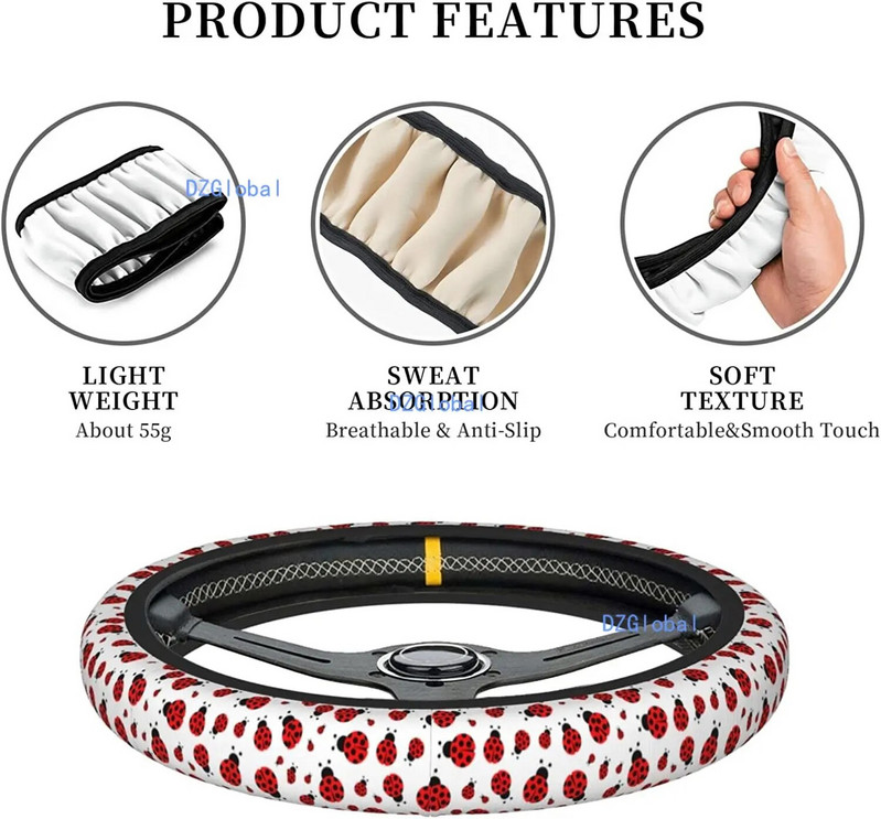 Lepatriinu punane rooli kate elastne libisemisvastane higi neelav rooliratta kate autotarvikud interjöör naine