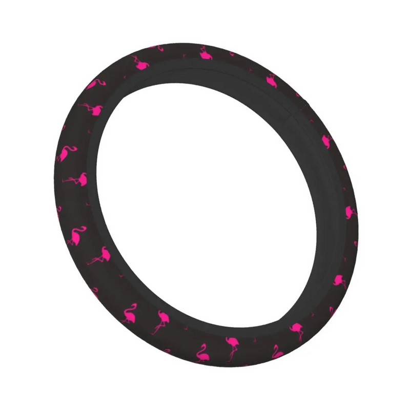 38 cm automašīnas stūres pārsegs Flamingo Bird Pink Universāls pinums uz stūres pārsega Automašīnas stila modes auto aksesuāri