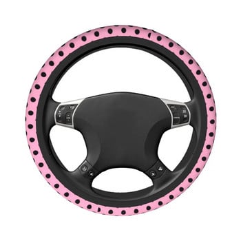 38 см калъф за волан на кола на точки Класическо каре Универсална розова плитка на капака на волана Автомобилен аксесоар