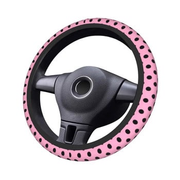 Κάλυμμα τιμονιού αυτοκινήτου πουά Κλασικό καρό Universal ροζ πλεξούδα στο κάλυμμα τιμονιού Αξεσουάρ αυτοκινήτου αυτοκινήτου