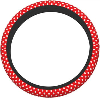 Червен бял калъф за волан на точки за жени Противоплъзгащ се автоматичен капак за кола Аксесоари за момиче
