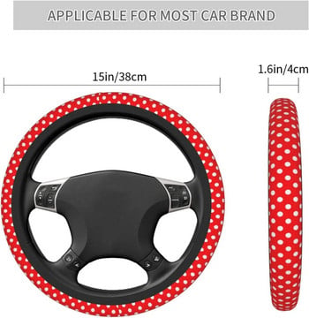 Червен бял калъф за волан на точки за жени Противоплъзгащ се автоматичен капак за кола Аксесоари за момиче
