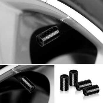1 комплект алуминиеви въглеродни влакна Стайлинг против кражба Капачки за вентили за автомобилни гуми Гуми за колела Херметични капаци за Tesla Model 3 YXZ LOGO