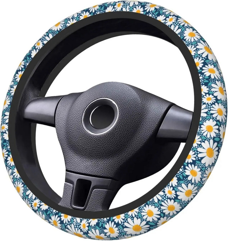 Sieviešu margrietiņa ziedu krāsas stūres pārsegs, universāls 15 collu stūres pārsegs, modes neslīdošs, piemērots dāvanām meitenēm