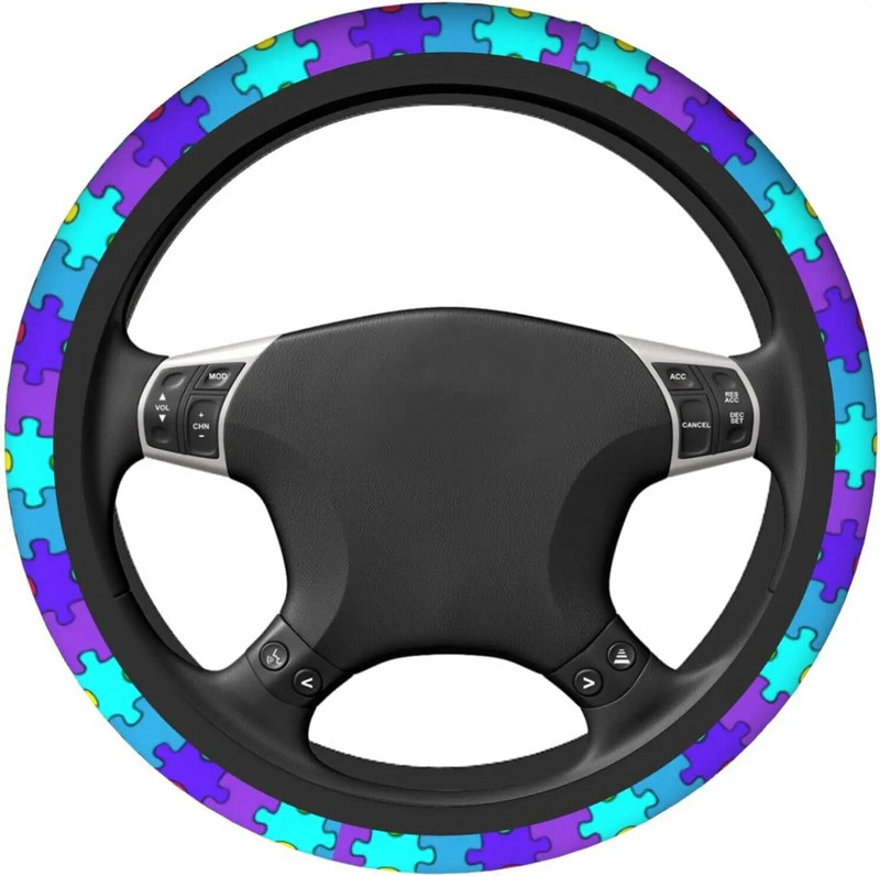 Autism Puzzle rooliratta kate naistele meestele universaalne sobiv 15-tolline neopreenist libisemisvastane autoratta kaitse