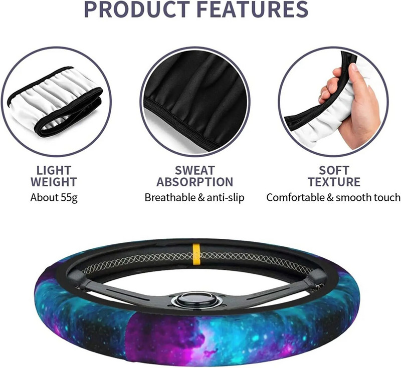 Galaxy rooliratta kate Purpursinine universaalne 15 libisemisvastases roolirattas, sobib autole, maasturile sedaaniga kaubikutele