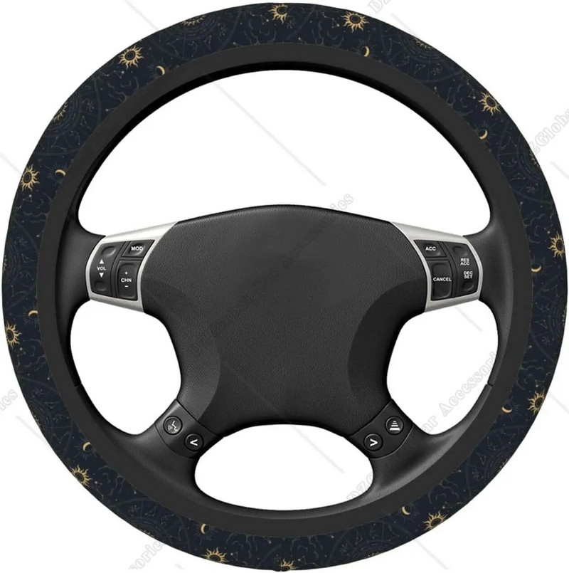 Automašīnas stūres pārsegs Universāls 15 collu Magic Constellations Saules un Mēness stūres aizsargs Automašīnu aksesuāri Dekors