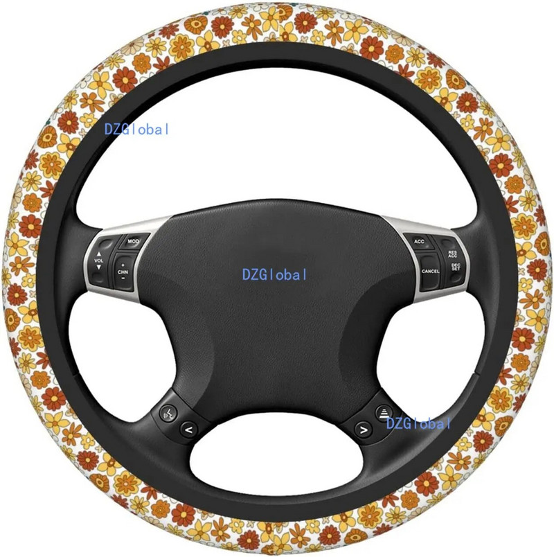 70-es évek Retro Flower Hippie virágos kormánykerék borításai Univerzális autókerékvédő csúszásgátló autókormánytartozékok