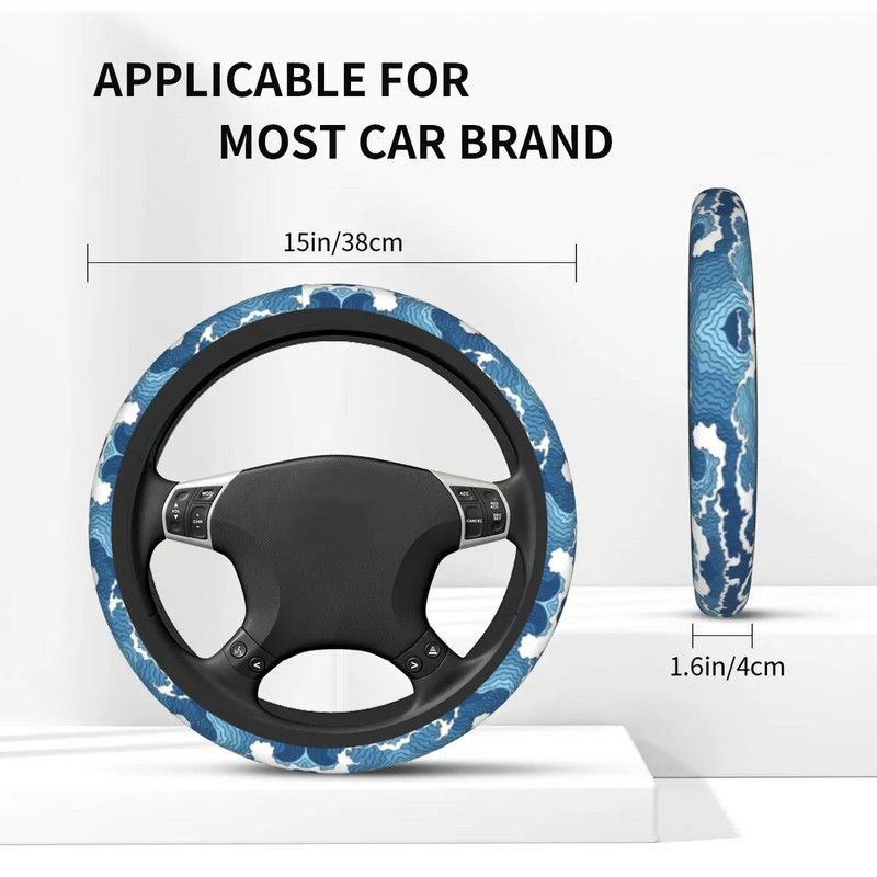 Demon Slayer Cool Waves stūres pārsegs Kimetsu No Yaiba automašīnas stūres rata aizsargs 15 collas 37-38 cm auto piederumi