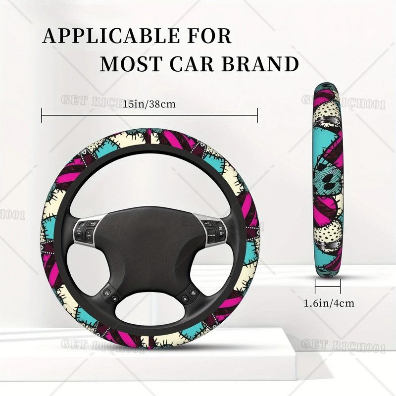 Graffiti nyomtatott kormánykerék burkolat Univerzális 15 hüvelykes kormánykerék védőburkolat védőburkolat SUV szedán dekor