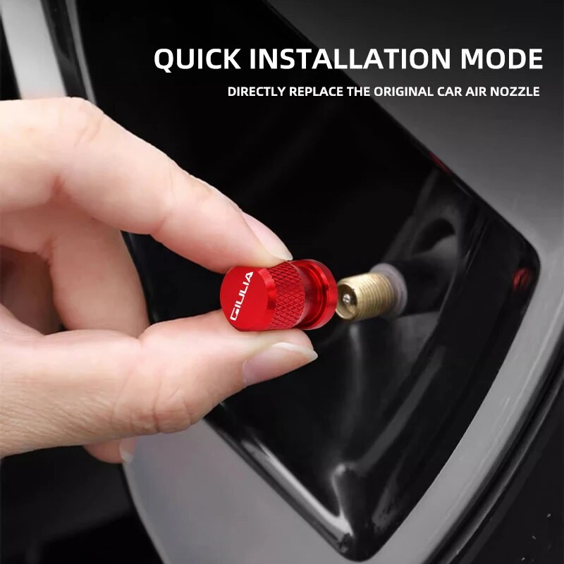 4gab Alumīnija sakausējuma automašīnu riteņu riepu vārstu vāciņi Riepu loka kāta vāciņi priekš Alfa Romeo VELOCE Ti Giulia 147 156 Stelvio piederumi