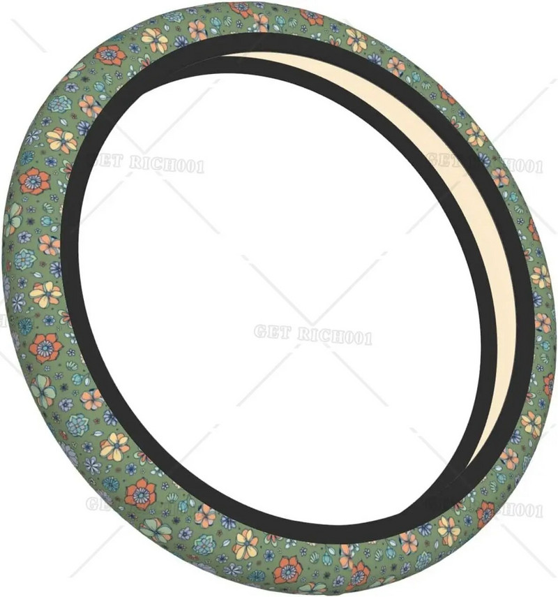 Sage Green Hippie Flower Auto rooliratta kate universaalne 15-tolline neopreenist sisekujunduse kaitsetarvikud