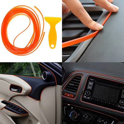 Оранжев интериорен стайлинг на автомобила Декоративна лента 5M Комплект за запълване на празнини