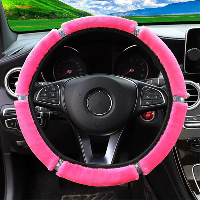 Pehme plüüsist kivist auto rooliratta kate talvise interjööri tarvikud 37-38 cm roolikattega auto stiil naistele