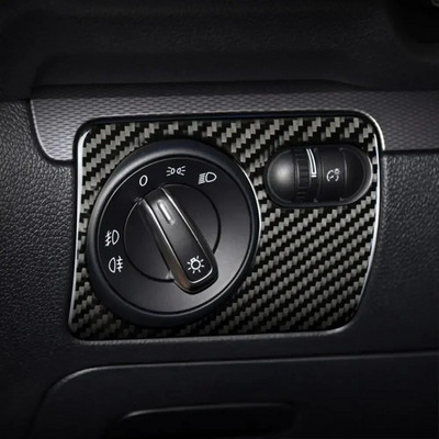 Въглеродни влакна Превключвател на фаровете Контролна рамка Стикер против надраскване Лесни за инсталиране стикери за VW Golf 6 R MK6 Scirocco 09-16