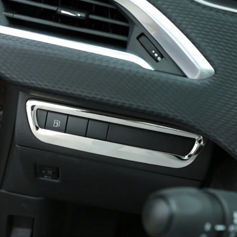 ABS Chrome`i auto võtmehoidja kütusepaagi nupu paneeli raami kaunistuse kleebis Peugeot 2008 2014–2019 LHD tarvikutele