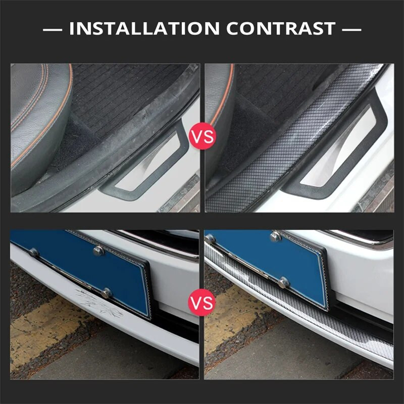 Süsinikkiust kaitsmed Autokleebised, ukseserva kaitsekile, kummist vormiliist DIY auto stiilitarvikud Interjöör