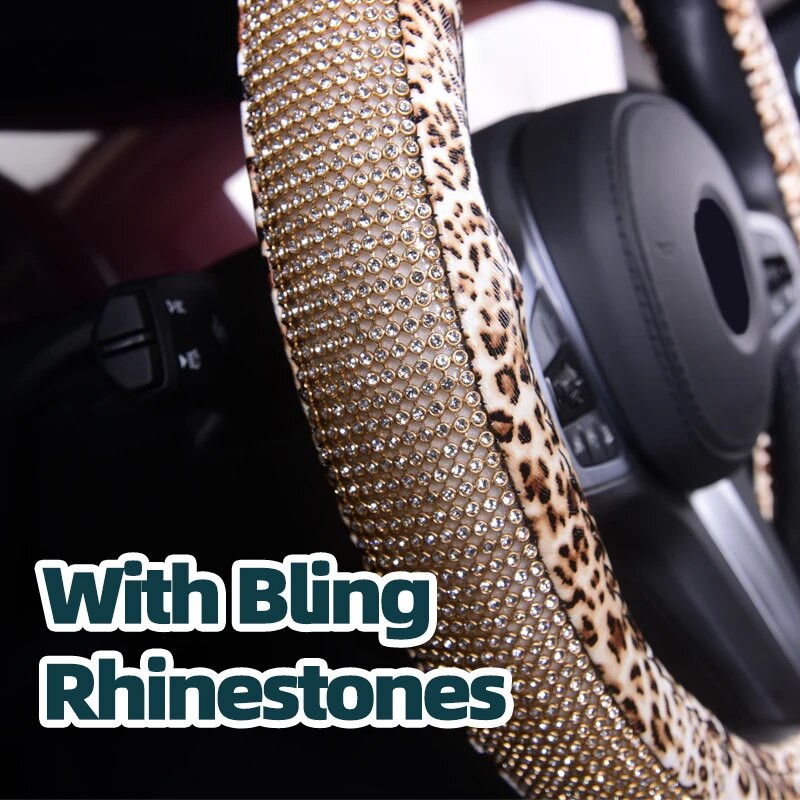 Bling stūres rata pārsegs, Rhinestone stūres rata pārsegs ar kristāla dimantu sievietēm, dzirkstošais automašīnas riteņa aizsargs