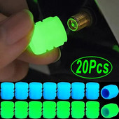 20/4PCS automašīnu gaismas riepas vārsta vāciņš Fluorescējoši nakts kvēlojošs dekors Motocikla riteņu sprausla Putekļu necaurlaidīgi riepas kāta kvēlojošie vāciņi