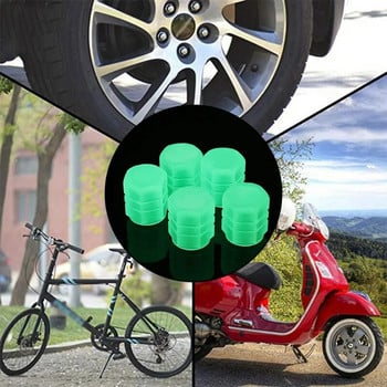 20/4PCS автомобилна светеща капачка на вентила за гуми Флуоресцентен нощен светещ декор Дюза за колело на мотоциклет Велосипед Прахоустойчиви светещи капачки на стеблото на гумата