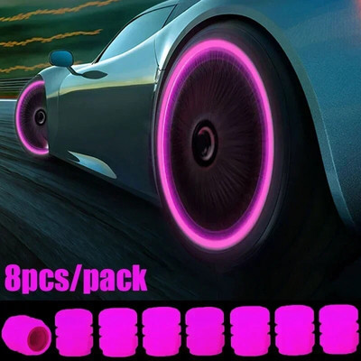 20/4PCS automašīnu gaismas riepas vārsta vāciņš Fluorescējoši nakts kvēlojošs dekors Motocikla riteņu sprausla Putekļu necaurlaidīgi riepas kāta kvēlojošie vāciņi