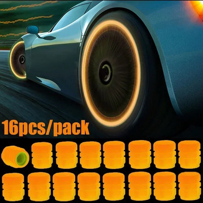 20/4PCS automašīnu gaismas riepas vārsta vāciņš Fluorescējoši nakts kvēlojošs dekors Motocikla riteņu sprausla Putekļu necaurlaidīgi riepas kāta kvēlojošie vāciņi