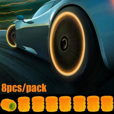 20/4PCS automašīnu gaismas riepas vārsta vāciņš Fluorescējoši nakts kvēlojošs dekors Motocikla riteņu sprausla Putekļu necaurlaidīgi riepas kāta kvēlojošie vāciņi